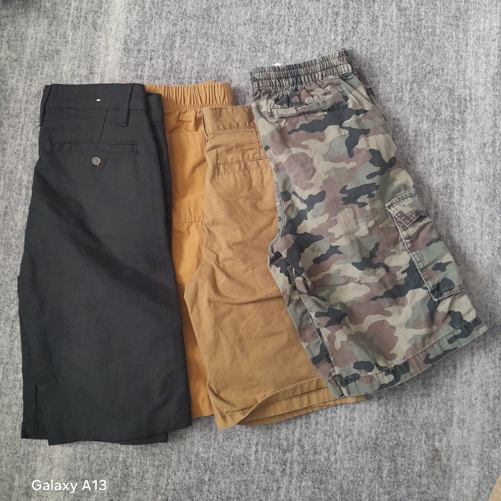 Kids Cargo and Chino Shorts Set - Black, Tan, Camouflage